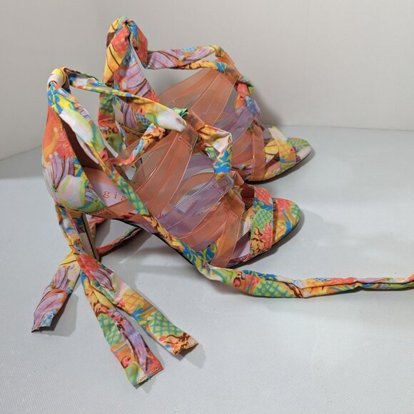 NEW Womens Gianni Bini Wrap High Heel Sandals Strappy LaceUp MultiColor - Picture 6 of 7